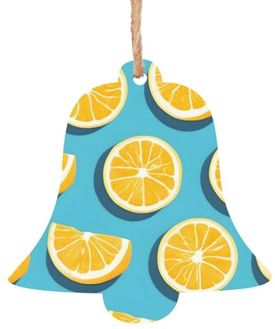 Décorations de Noël en bois en forme de cloche – Cales de citron à suspendre pour fête de sapin de Noël – Idéal pour la maison, les murs, les portes, les fenêtres