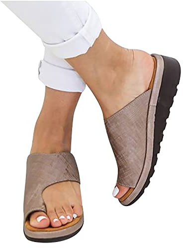 KUIH Orthopedic Bunion Corrector Sandals for Women - Wedge Heel Flip Flops With Cushion Walking Support, Open Toe Post Thong Summer Shoes