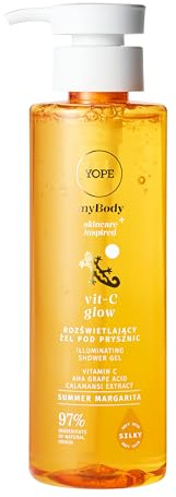 YOPE Upplysande duschgel VIT‑C GLOW myBODY | Hyaluronsyra | Kalamansi | Druva AHA | Torr och lös hud | Naturlig | Vegan | Miljövänlig | Delikat Formula | Dermatologiskt testad | 300 ml