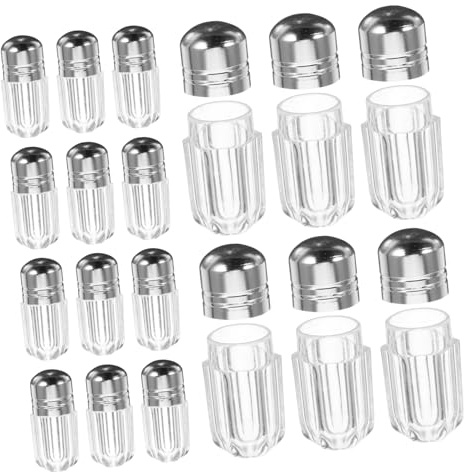 MOLUCKFU 20pcs Small Pocket Size Pill Box Plastic Capsule Bottles with Lids, Lightweight Versatile Container for Travel, Silver Refillable Pill Bottles