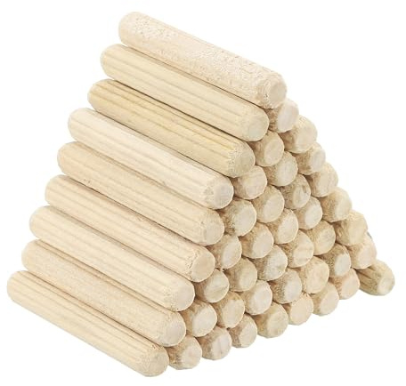 PATIKIL 3/16 X 1-5/9(5 X 40mm) Clavijas De Madera Ranuradas, Paquete De 60 Clavijas De Madera Con Ranura Recta Para Proyectos De Artesanías, Puertas Y Muebles