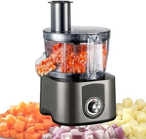 Affettatrice Elettrica Per Verdure - Robot Da Cucina Automatico - Cipolla, Patate E Frutta, Lame A Griglia Rimovibili Da 0,3/0,4 Pollici - Ciotola Da Lavoro Da 5 L, Tritatutto Professionale,Black