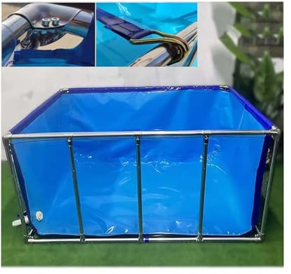 Großer Fischteich aus PVC mit Metallhalterung, transparent, faltbar, für Koi und landwirtschaftliche Nutzung, einfache Installation, klares Sichtfenster (120 x 80 x 71 cm)