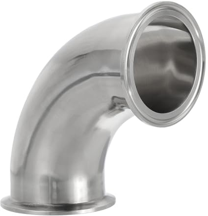 PATIKIL 90 Degree Elbow 2 1/2 (63mm) Tube OD, 304 Stainless Steel Sanitary Pipe Fittings 2.5 Tri Sanitary Clamps 77.5mm Ferrule Flange OD for Dairy Beverage Plumbing Systems