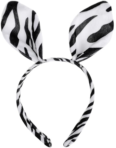 OUNONA Zebra Kostüm Stirnband aus Plüsch mit Zebraohren Bequemes und Einfach zu Verwendendes Tierohren Haarband für Halloween Geburtstagsfeiern und Partys
