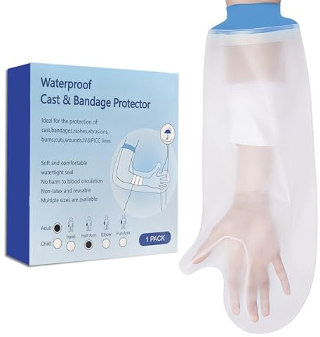 Bodiiwuliu Wasserdicht Handgipsschutz, Verbandschutz Halten Sie Wunden Trocken, Wasserdichte Schutzhülle, Wiederverwendbarer Gipsschutz, für Gebrochene Hände, Finger und Handgelenke