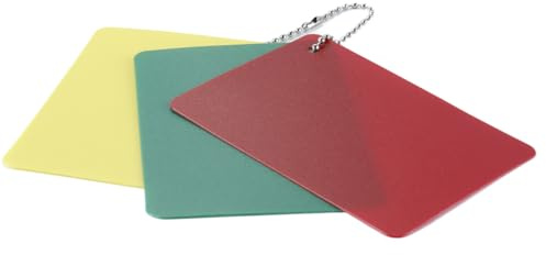 Ausi Juego de 2 tarjetas de árbitro de fútbol: verde, roja y amarilla (advertencia, expulsión y demora)
