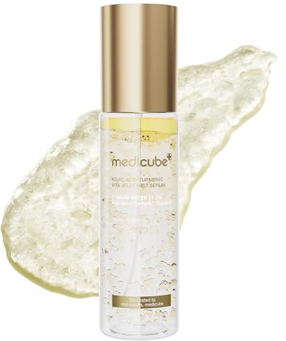 medicube Jelly Mist serum med kojissyra och gurkmeja 100 ml | 2-i-1 ansiktsspray & serum med C-vitamin, gurkmeja & pantenol, fukt och lugnande, lätt konsistens