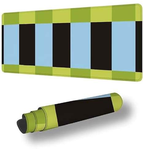 Mauspad Grün Mousepad XXL 1500 x 800 x 3 MM Verlängertes Groß Schreibtischauflage, mit Nähten an den Rändern Wassxerdicht Anti-Rutsch Gaming Mauspad Streifen Schreibtischmatte für Tastatur Maus S-5798