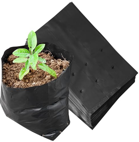 Whyzsjnclg Sacco da Giardino, Sacchi per Coltivazione di Piante Sacco da Giardino USA e Getta da 100 Pezzi con Foro di drenaggio Sacchi per piantare di capacità per Balcone agricolo, Piccolo