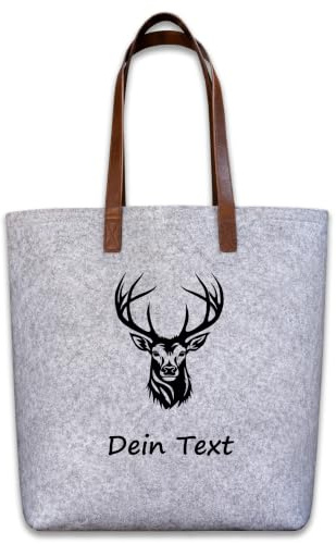 Unikatolo Personalisierte Filztasche, Shopper Einkaufstasche, bedruckt | Wichtelgeschenk Oktoberfest urig verspielt aus Filz mit langen Henkeln in Leder-Optik