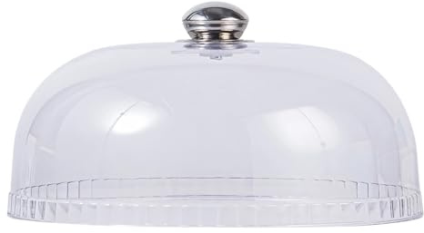 Packool Campana rotonda per torta (26 cm di diametro) con manico, antipolvere e mantiene il cibo fresco, ideale per torte, dessert, grigliate e altre celebrazioni, campana in plastica trasparente con