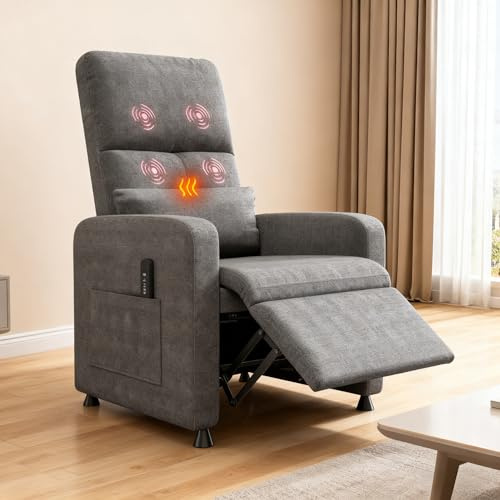 GarveeHome Elektrischer Fernsehsessel mit Massage, Heizung & Fußstütze | Elektrisch, Wärmefunktion, Wohnzimmer, Schlafzimmer, Büro