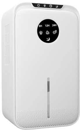 HELEVIA Deumidificatore Potente con Tubo di Scarico Silenzioso Piccolo Portatile 40 Once Al Giorno 800 Piedi Quadrati per il Bagno della Camera da Letto di Casa, con Spegnimento Automatico (Spina