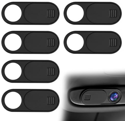 Laptop Camera Cover Slider, 6PCS Camera Privacy Slider, 0.7mm Thin, Black | Laptops, Tablets, Smartphones, Black,Adhesive Backing, No Tools, 15 Second Press, Front Cameras, Office, Home