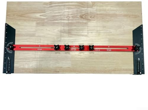 Adjustable Stair Tread Template Tool, Aluminum Stair Jig with Protractor 8-60, Measuring Ruler for Stairs, Cabinets, Bookcases, Red