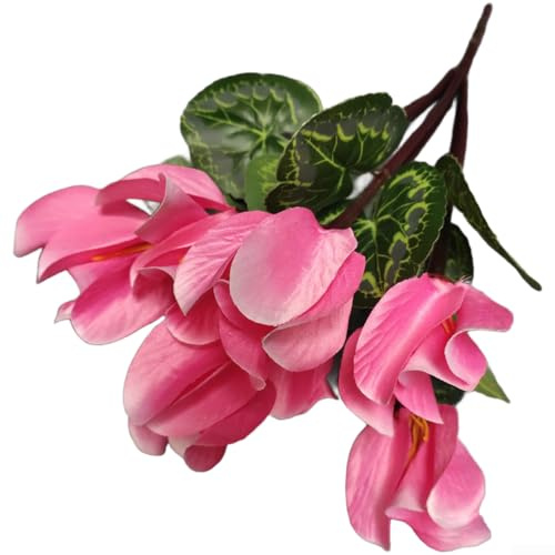 Bouquet di fiori di ciclamino in seta artificiale progettato per un fascino visivo di lunga durata in spazi residenziali (rosa)