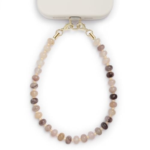 POSADINA Natural Stone Phone Charm, Beaded Healing Phone Wrist Strap, Handmade Cellphone Chain Lanyard with Tether Tab
