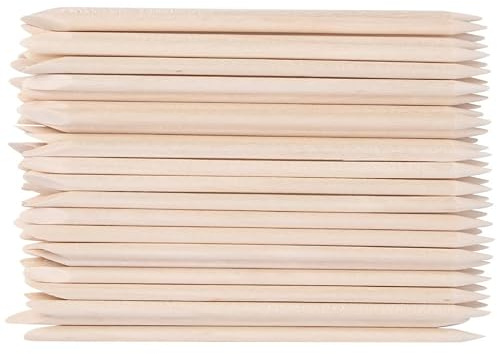 Palitos de Naranjo para Manicura, 50 Piezas de Madera Beige | Quitacutículas y Limpieza de Uñas, Uso Personal o Profesional, Formato Portátil para Nivelar Superficie