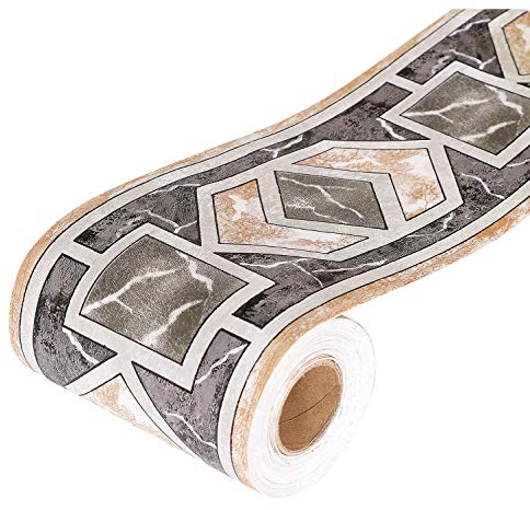 Yoillione Bordi per Carta da Parati Geometrica, Bordi Adesivi Decorativi Bordo Autoadesivo, 3D Lavabile Impermeabile Rimovibile Greche Adesive per Pareti per Cucina Soggiorno Bagno 0.1x10m