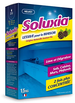 Lessive Soluxia Senteur Pin - Lave et Dégraisse – Idéal Travaux, Sols, Murs, Cuisine, Peinture, Entretien et Plafonds – 2 fois plus concentré