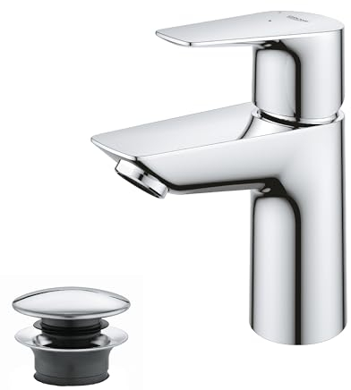 Grohe Start Edge Miscelatore Monocomando per Lavabo Taglia S, Cromo, Con piletta clic clac, mousseur con portata limitata a 5,7 l/min, Installazione veloce, 23900001