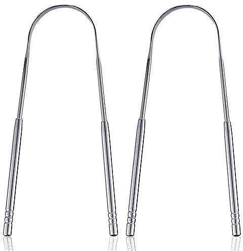 Tongue Scraper Stainless Steel,Tongue Cleaners Fresh Breath Restored Taste U Size(2Pcs)