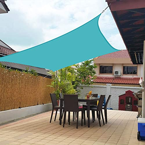Sonnenschutz Balkon ohne Bohren 6x8m Markisenstoffe meterware Sonnensegel Balkon ohne Bohren Trampolin Dach Parkplätzen, Himmelblau