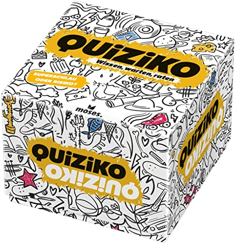 moses. Quiziko, Quiz, Ratespiel mit spannendem Multiplechoice-Mechanismus, Gesellschaftsspiel für lustige Spieleabende, Wissensspiel mit 10 verschiedenen Kategorien für 1-4Spieler, ab 14 Jahren, 90392