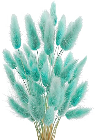 JKDHJK Ramo de flores secas de hierba de las pampas, sin olor, nunca se marchitan, decoración bohemia, accesorios para el hogar (azul claro)