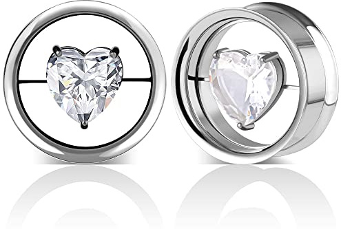 COOEAR 1 par tunnlar i rostfritt stål ädelsten öronproppar öljettmätare för öron skruv tillbaka dubbelutsvängda bårar expander., 9/16(14mm), Metall, sandsten