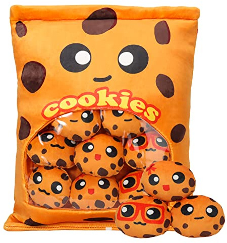 HXPLN Cute Snack Pillow, Kawaii Pudding Plush Pillow & Stufed Toys - Removable, Gift for Teenagers, Girls & Children (8 Orange Cookie)