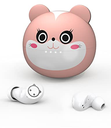 Togetface Écouteurs Bluetooth - Rose Enfant - Cadeau d'école pour Enfants 36 Heures de Jeu - Écouteurs sans Fil Fille Dessin animé pour iPhone et Android