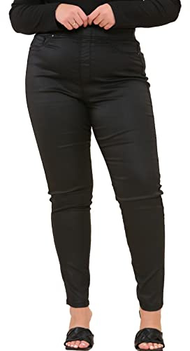 Ex Evans Faux Leather Skinny Jeans for Women, Ladies Plus Size Clothing Pull On Jeggings Black