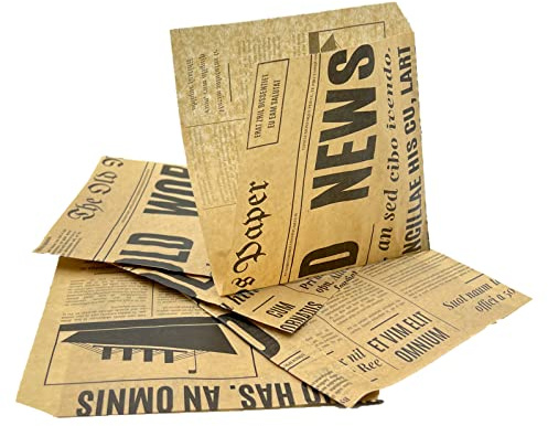 PAKNOR 100-pack mellanmålspåsar 15 x 15 cm - för hamburgare, smörgåsar, kebab - med gammalt tryck
