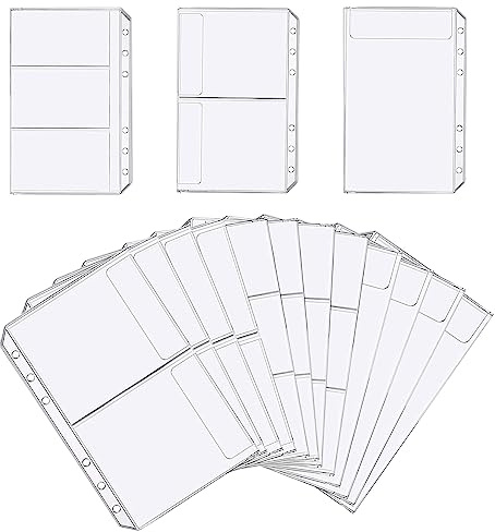 12 Stück Binder A6, Budget Binder, 6 Löcher Budget Planner, A6 Binder, Budgeting Zubehör, Dokumententasche A6, Ordnertaschen PVC Dokumententasche Taschen, Photocard Wasserdicht für Rechnung Karte Foto