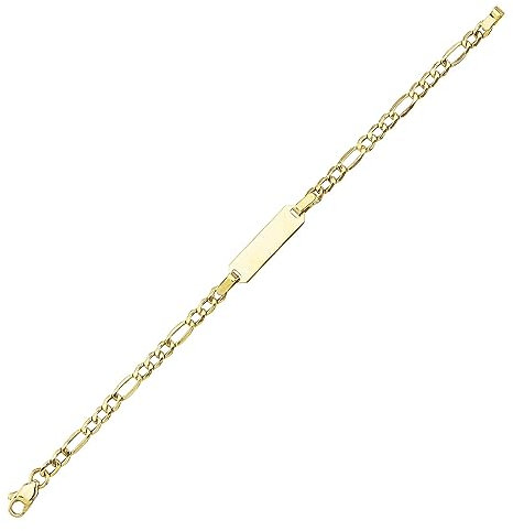 JC Schmuck 585 Gold Baby ID-Armband Kinder Goldarmband 14 cm I Figaro Armband mit Gravur Taufarmband Gold Namensarmband I Babyarmband mit Namen I Kinderschmuck made in Germany I 8482