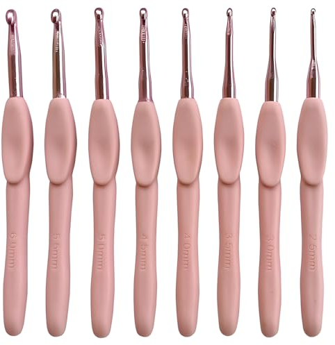 Ansodo Häkelnadel,häkelnadel Set,Crochet Hooks, 8 Stück Metall Häkelnadeln 2.5mm,3.0mm,3.5mm,4.0mm,4.5mm,5.0mm,5.5mm,6.0mm,Ergonomische Häkelnadeln,Perfektes Geschenk für Häkelliebhaber