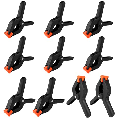 Diompirux 10 stück Federzwinge für Leimen, Pool, Fotografie, Klemmzwingen mit großer Spannweite, Hochleistungs Schwarze Nylon Federklemmen, für die Holzbearbeitung, Fotostudios, Fotohintergrund