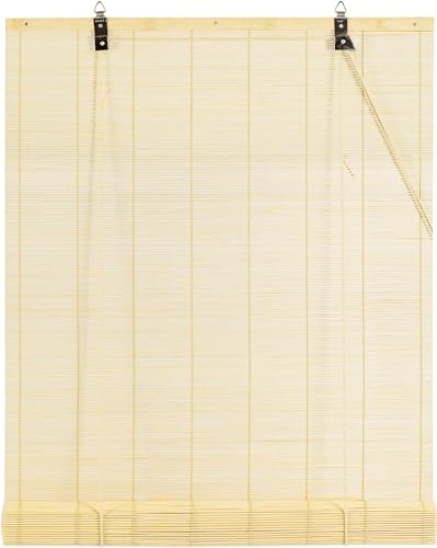Cy.curtain bright Bambus-Rollo für den Innenbereich, Jalousien aus Holz, Sonnenschutz und Privatsphäre, für Fenster und Tür, 120 x 180 cm
