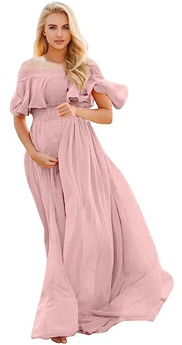 Vuncio Robe Shooting Photo Grossesse Dentelle Robes Femme Enceinte Chic Et Elegant Grande Taille a la Mode Robe Maternité Soirée Fête Vacances Casual Confortable Pas Cher Long Dress
