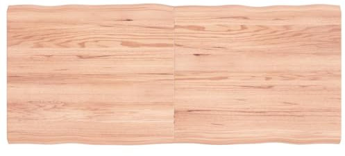 LAPOOH Tischplatte 140x60x4 cm Massivholz Eiche Behandelt Baumkante, Arbeitsplatte, Holzplatte, Schreibtischplatte, Waschtischplatte, Küchenarbeitsplatte