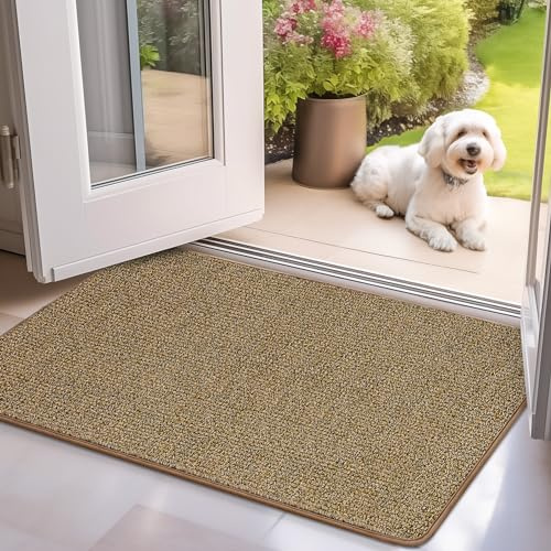 Mibao Schmutzfangmatte 40 x 60 cm, Sauberlaufmatte, Türmatte für Innen | rutschfeste Fussmatte, Super Saugfähige Willkommen Matte Teppich für Haustür, Hintertür, Schuhe und Pfoten, Braun