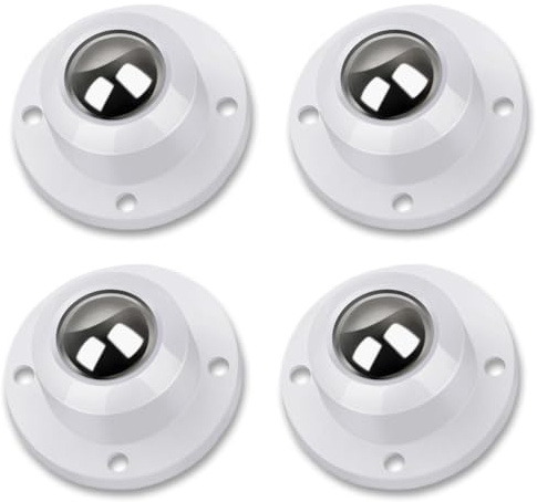 Deear Self Adhesive Caster Wheels for Furniture,Storage Box,Trash Can,PC Stainless Steel Universal Pulley 360 Degree Rotating Adhesive Caster Wheels 0.8 Inch Low Profile Swivel Wheels White 4 Pack