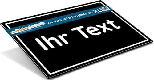 Parkplatzschild & Schild mit Wunschtext, Alu 600x400 mm, Schwarz | personalisiertes Alu-Verbund-Schild 600x400 mm, wetterfest & UV-beständig, für Parkplatz, Einfahrt & Baustelle