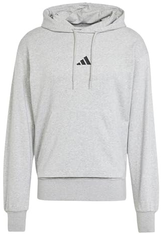 Adidas Uomo Essentials Feelcozy French Terry Hoodie, Medium Grey Heather/Black, S