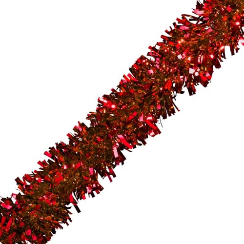 Anderson's Rote metallische gedrehte Girlande, Innen- und Außenbereich, Urlaubsparade, Dekoration, 10,2 cm x 6,5 m Rolle, Parade-Schwimmer-Dekorationen für Anhänger, metallische Lametta-Girlande