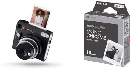 Fujifilm instax SQUARE SQ40 - Fotocamera Istantanea, Esposizione Automatica, Modalità Selfie & Instax Monochrome Film, A Tinta Unita, Square 10 Shot