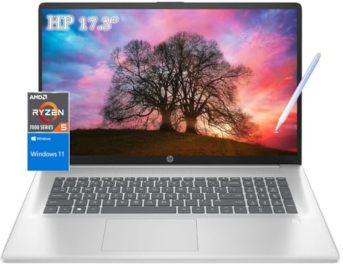 HP AMD Ryzen 5 7530U Ordinateur portable 17 avec stylet Wi-Fi 6 et obturateur de confidentialité Idéal pour les étudiants et les bureaux (Windows 11, 32 Go de RAM, SSD PCIe 1 To)