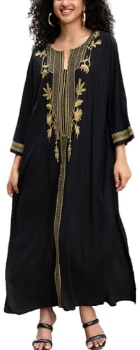 YOUKD Broderad blommig lös kaftan, boho, strand, bikini, filt, klänning, plusstorlek, för kvinnor, One size